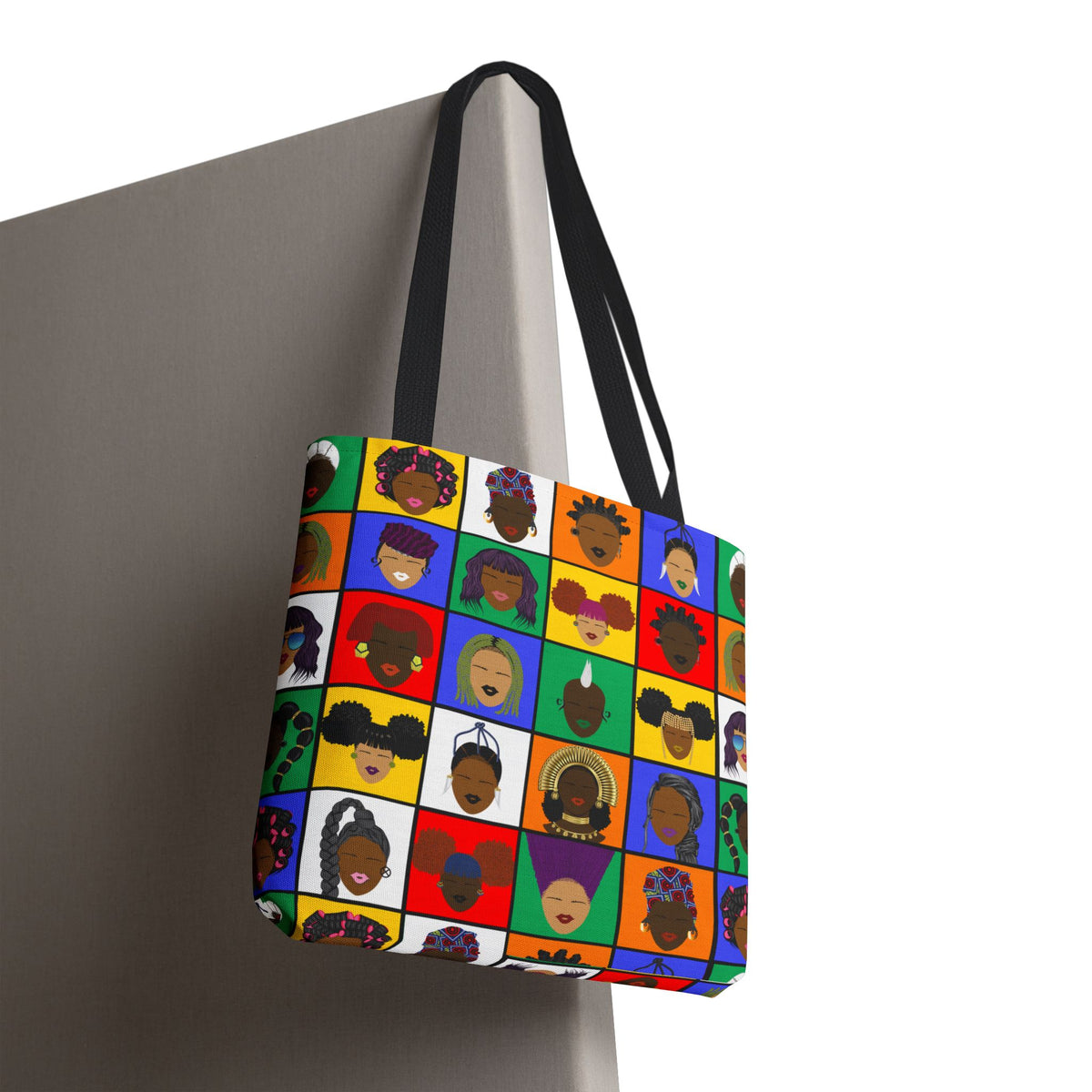 Colorful Faces Pattern Tote Bag — Multicultural Pop Art All-Over Print