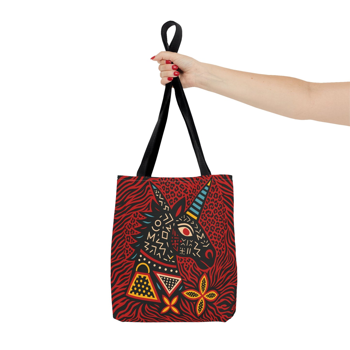 Black Unicorn Tote Bag, Double Sided Design, African Art, Unisex Canvas Tote, Large & Small Sizes, Stylish Beach Bag, Gift for Her