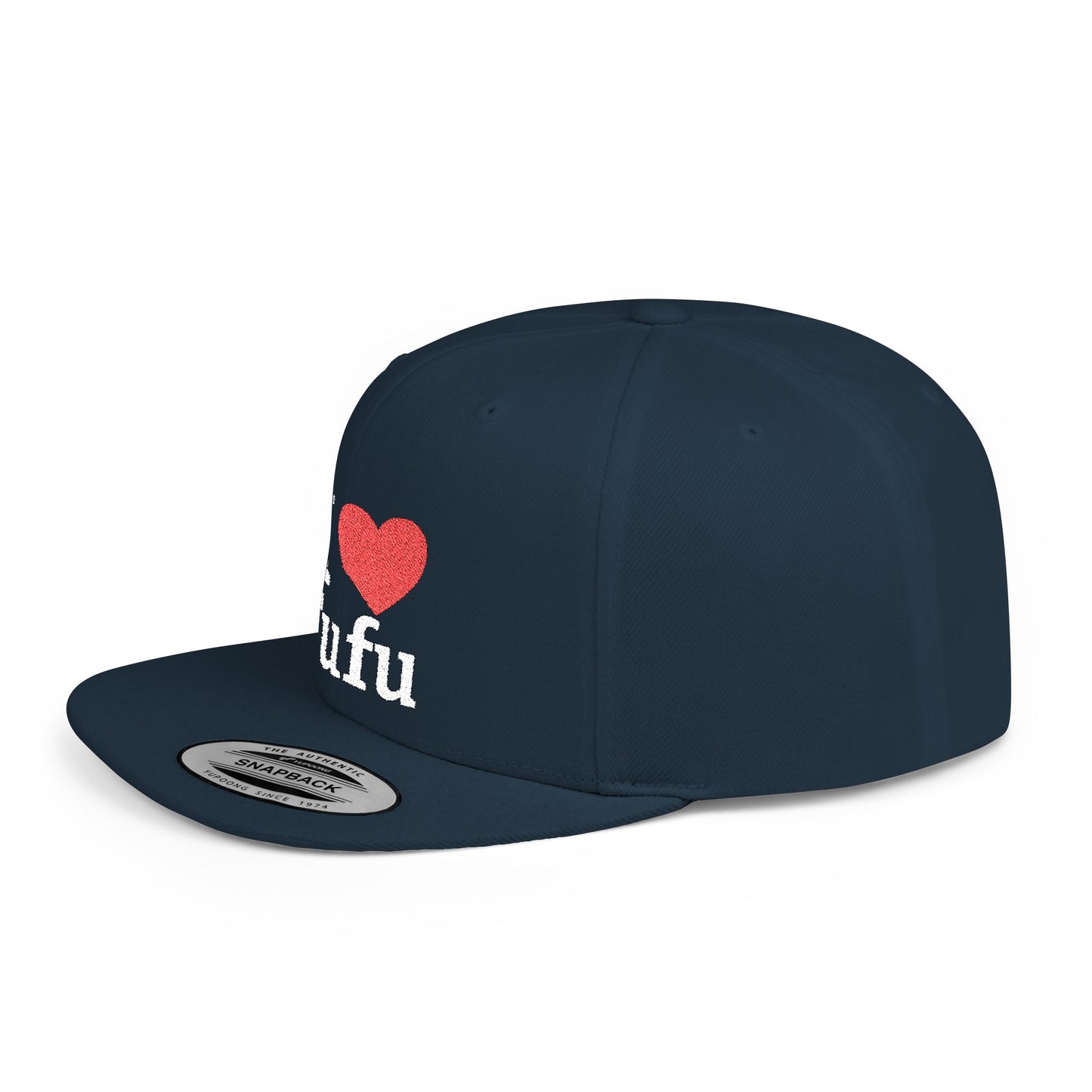 I luv FUFU Flat Bill Snapback Hat, Embroidered Adjustable One Size Cap