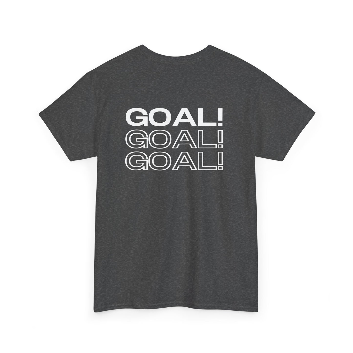GOAL!! - BW Football on Yellow Toghu with Back Design Unisex Heavy Cotton Tee