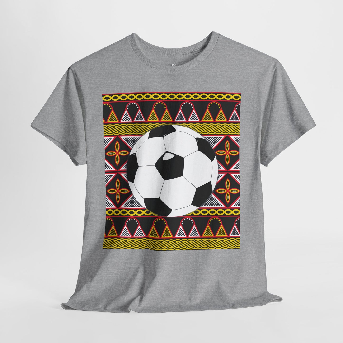 GOAL!! - BW Football on Yellow Toghu with Back Design Unisex Heavy Cotton Tee