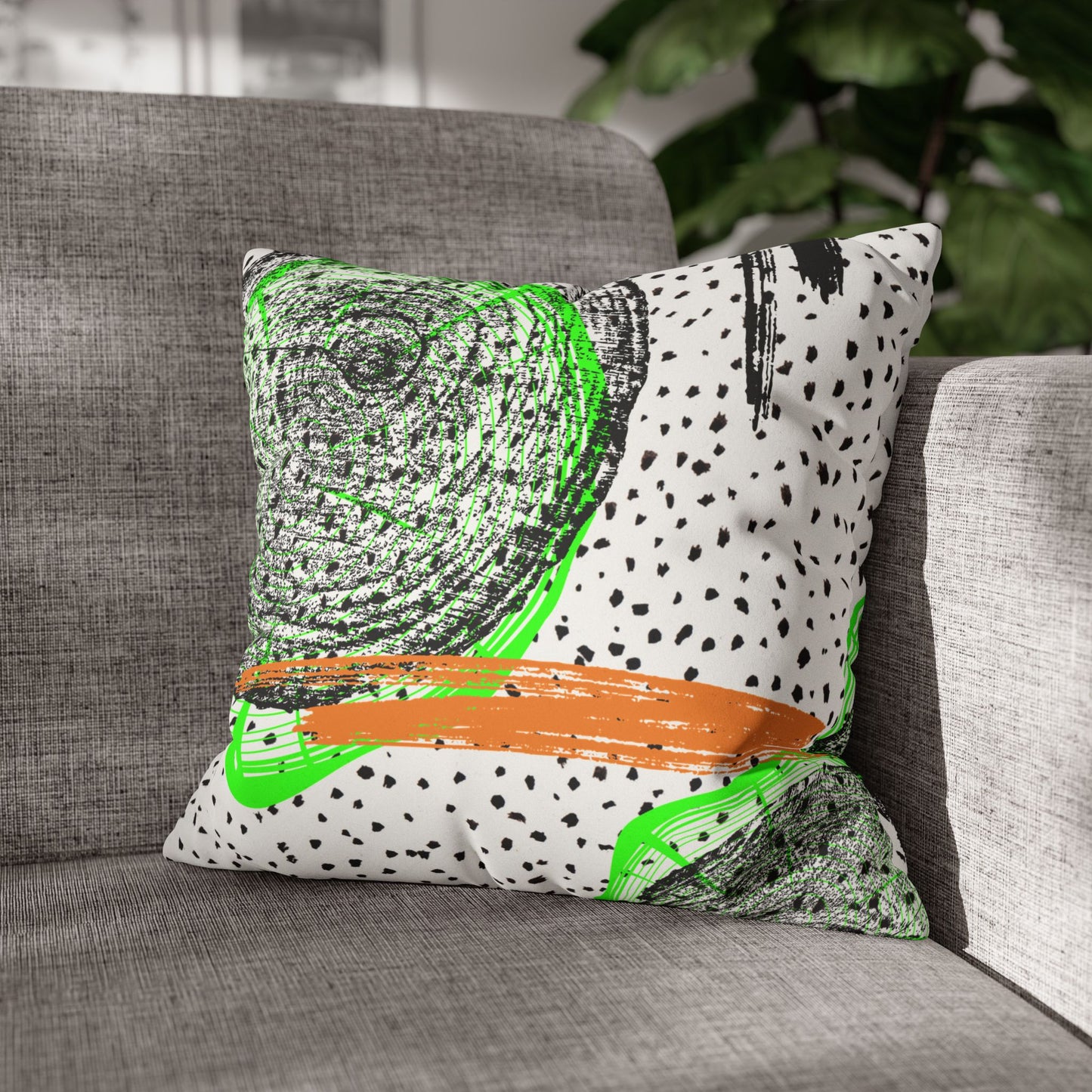 Cheetahs and Abstract Rings Faux Suede Square Pillow Case