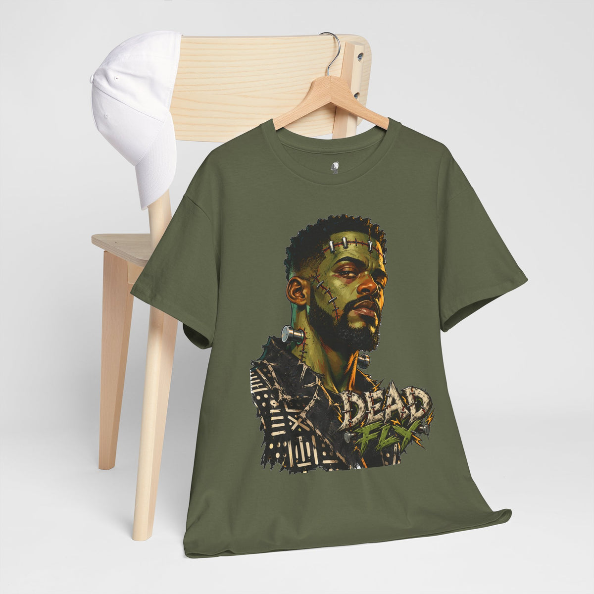 Dead Fly Afro Frankenstein Halloween Tee Unisex Heavy Cotton Tee