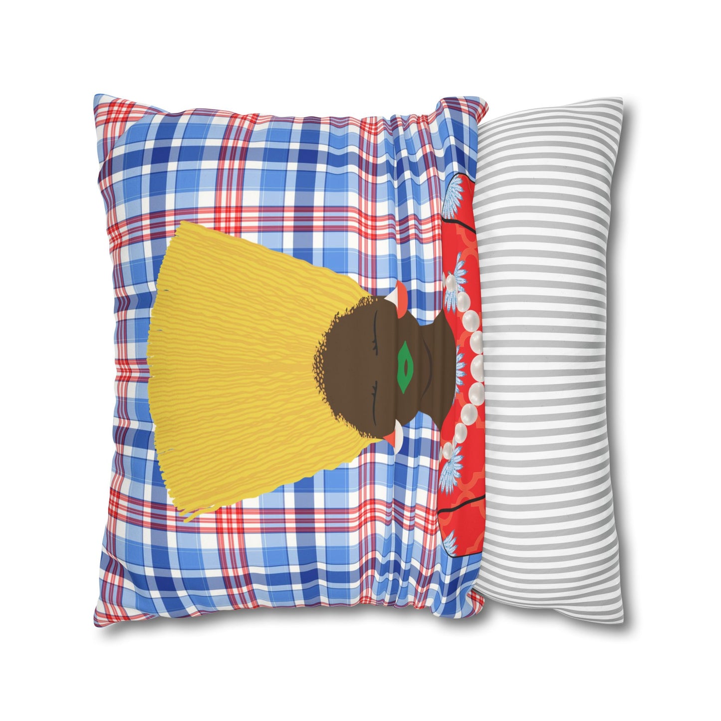 Nef in Red - and Nef in White  Two Sided Faux Suede Square Pillow Case