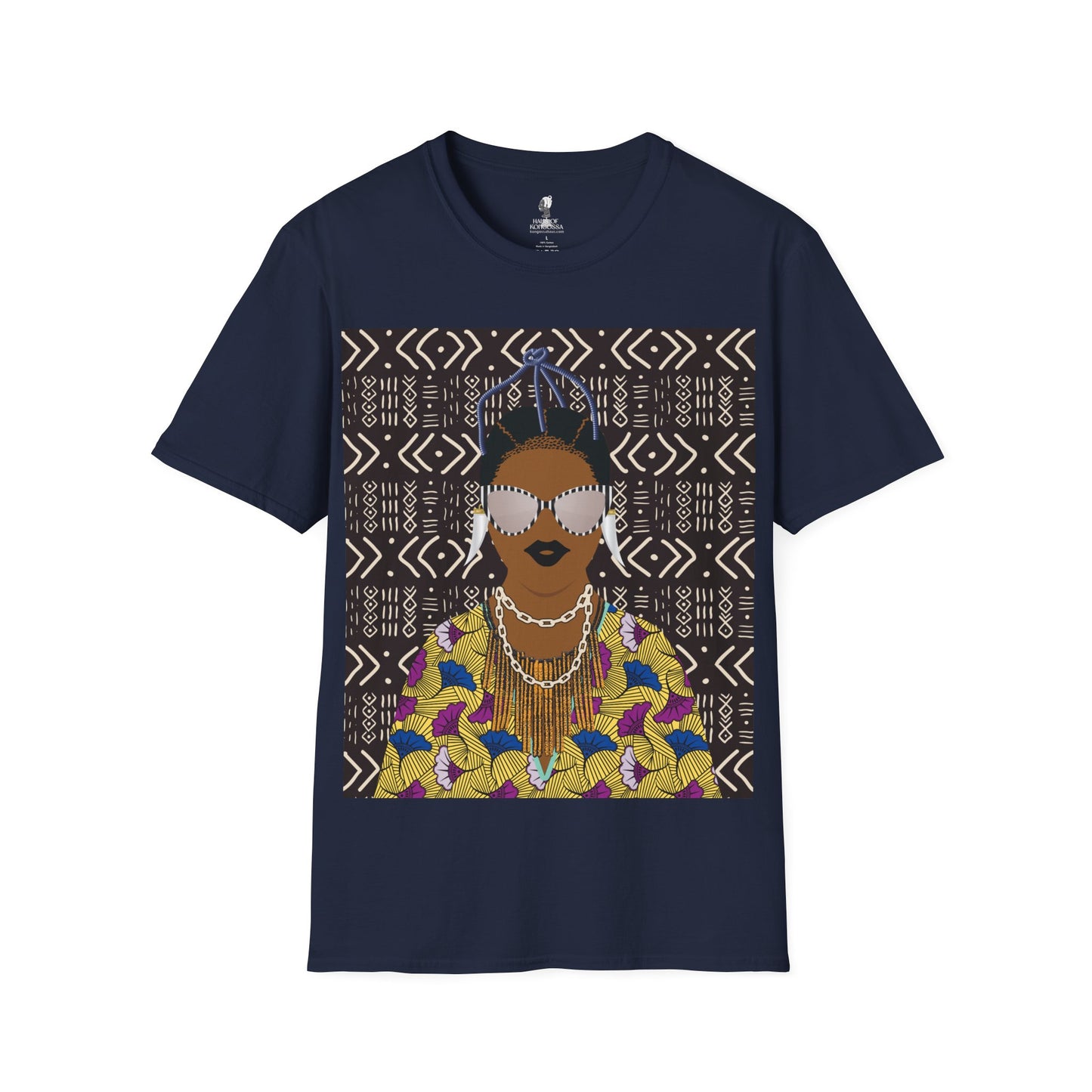 Manyi - Floral on Mudcloth Unisex Softstyle T-Shirt