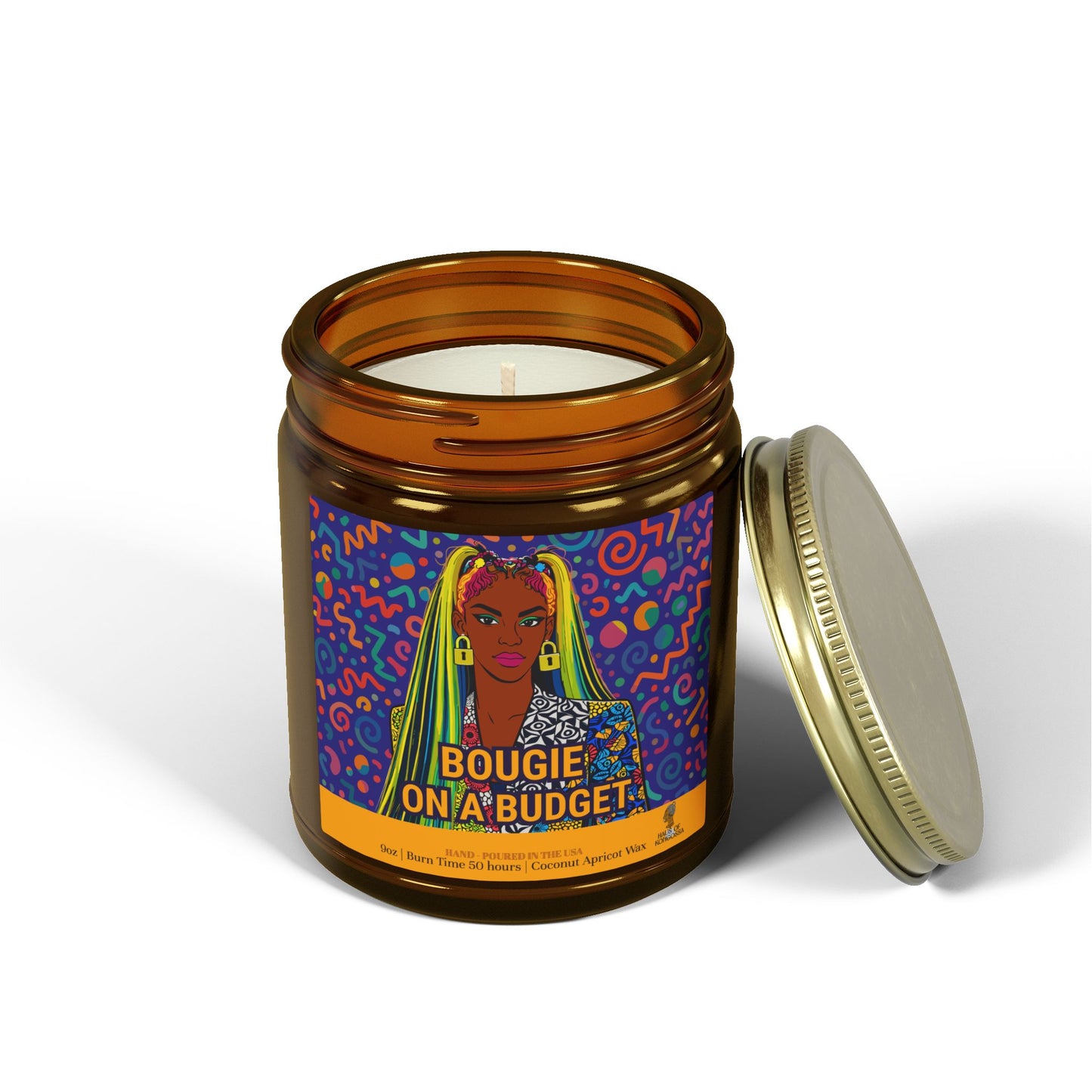 Bougie on a Budget Coconut Apricot Wax Scented Candles (Color), Afrocentric Candle, Home Fragrance Decor, Aromatherapy Gift, Relaxation Candle
