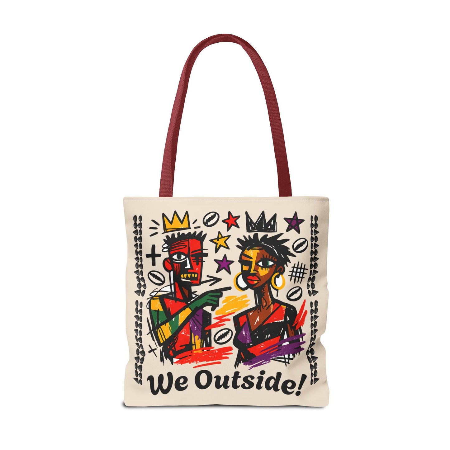 We Outside! Canvas Tote Bag, Abstract Couple Artwork Print , Street Art Design