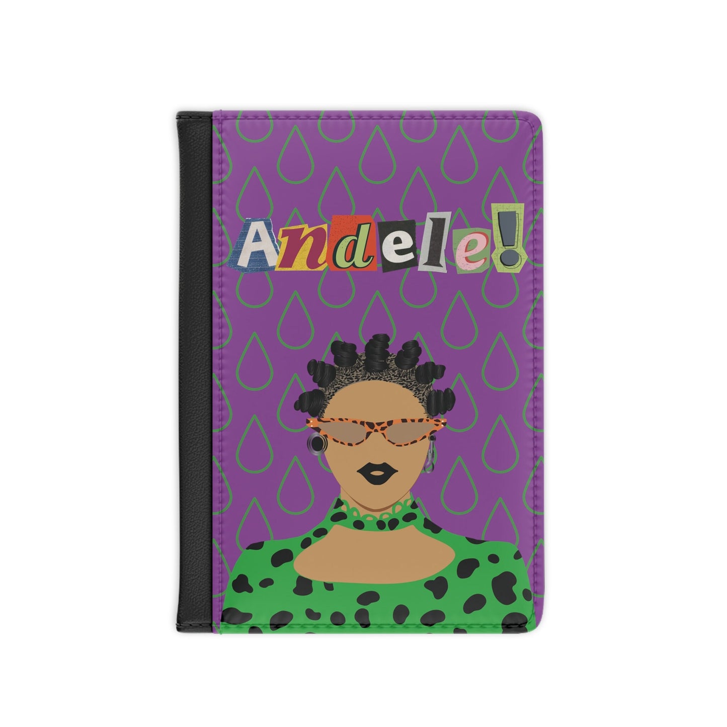 Bigidi Gyal Passport Cover  2 Designs - in Leopard and Green Drops Hollow
