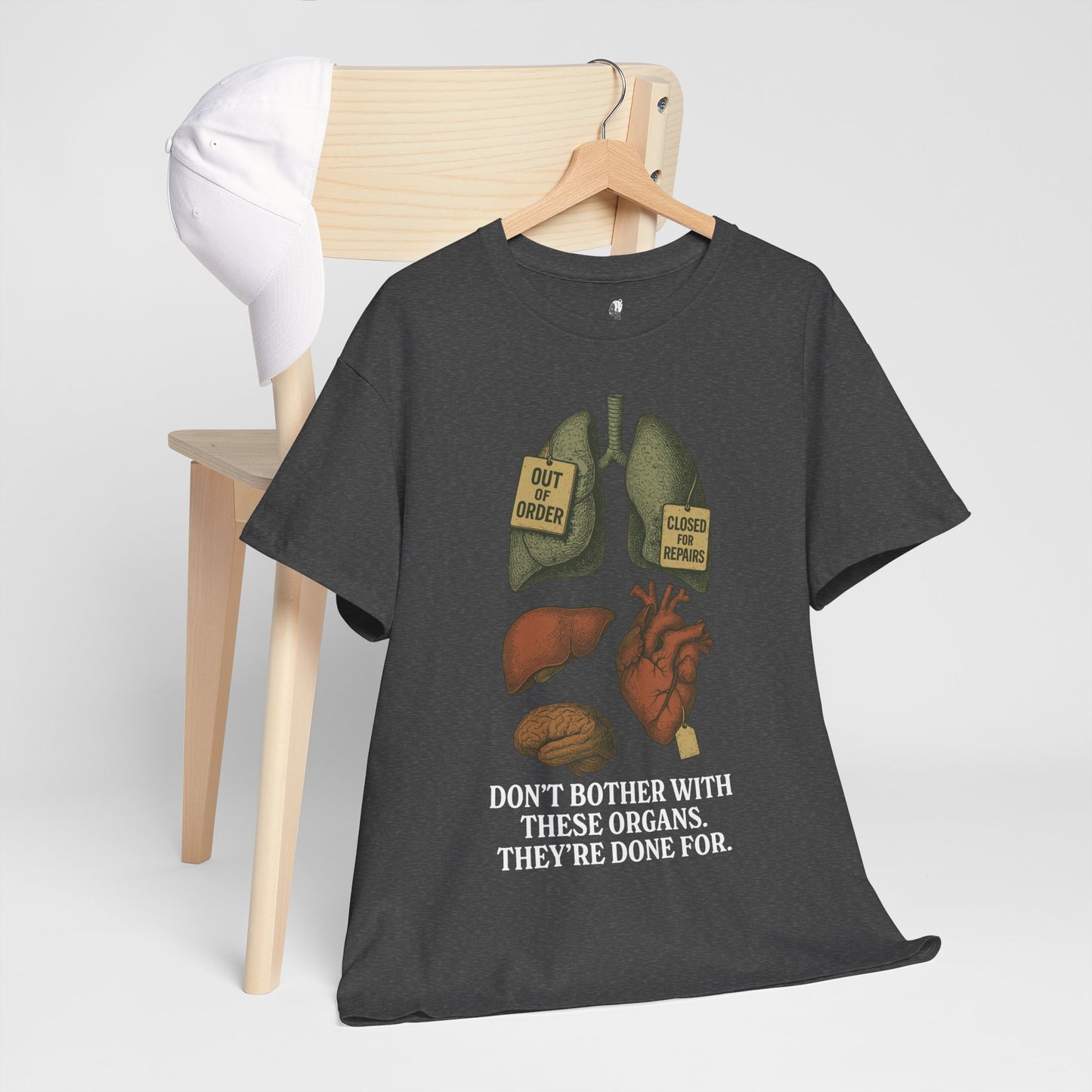Funny Anatomy T-Shirt, Don't Bother With These Organs Graphic Tee, Unisex Heavy Cotton Shirt, Dark Humor Gift, Sarcastic Science Shirt
