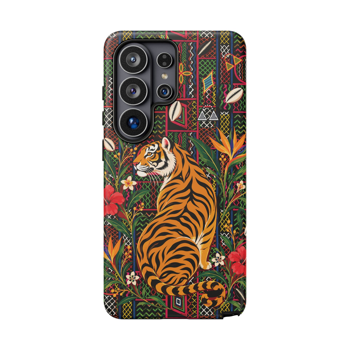 Bengal Tiger & Tropical Blooms Phone Case, African Art Design, Stylish Protective Cover for Samsung and iPhone, Unique Accessory, Gift Idea