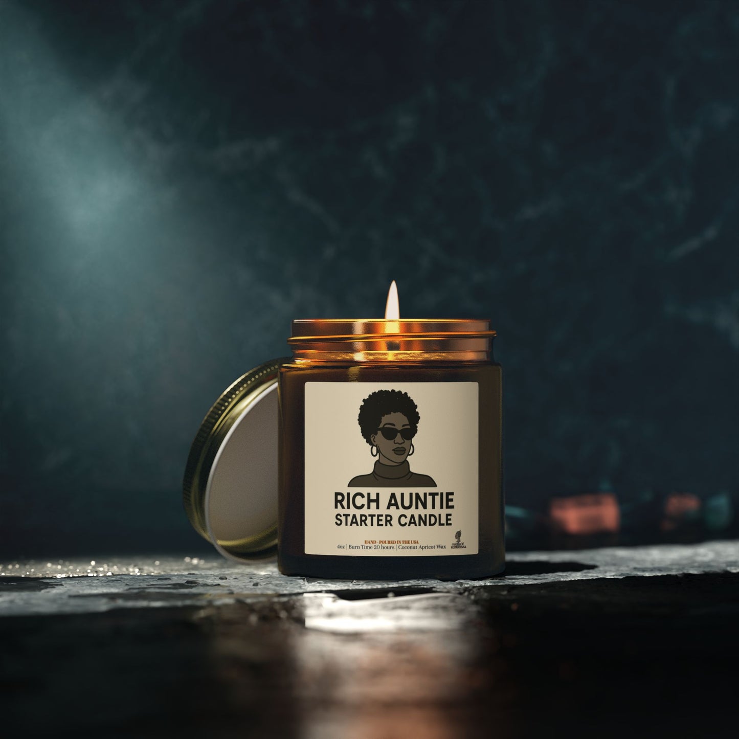 Rich Auntie Coconut Apricot Wax Scented Candles (Black and White), Afrocentric Candle – African Inspired Home Decor,Home Fragrance Decor, Aromatherapy Gift, Relaxation Candle