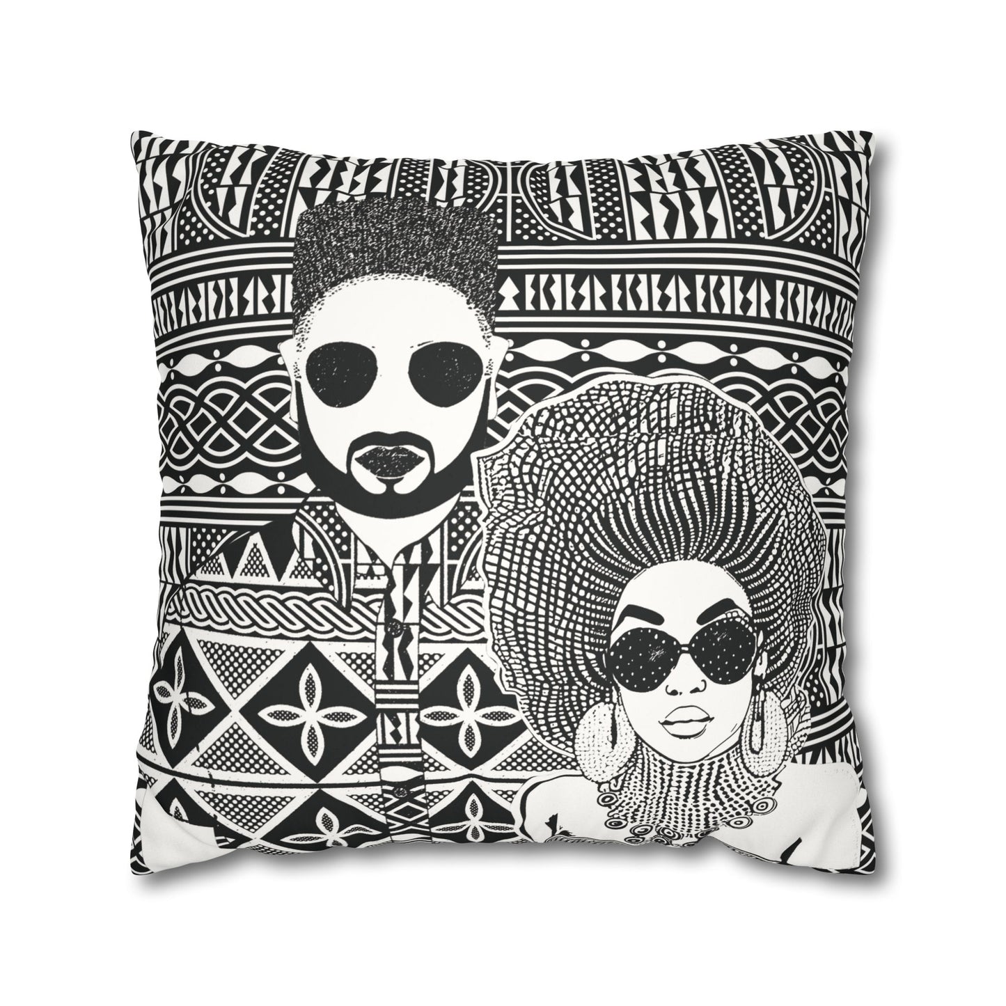 The Moussas(BW) Faux Suede Square Pillow Case