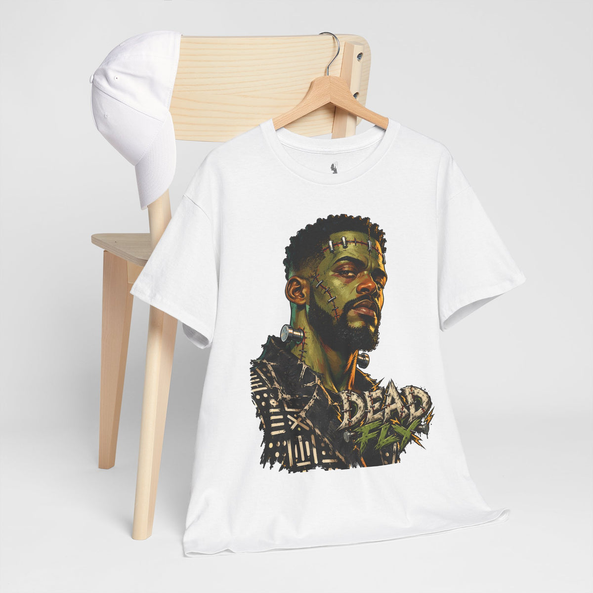 Dead Fly Afro Frankenstein Halloween Tee Unisex Heavy Cotton Tee