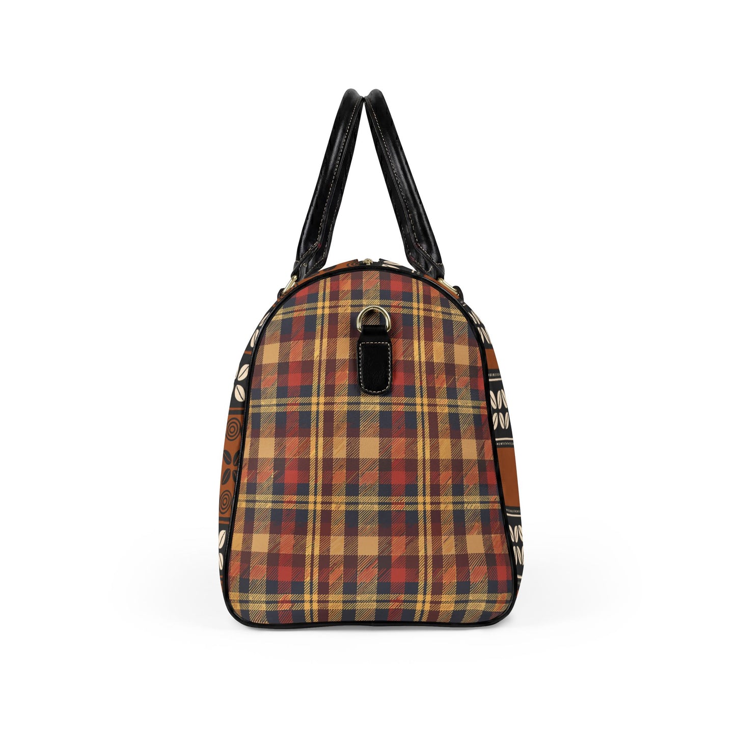 NEW Vegan Leather Mudcloth & Cowries Print Travel Bag