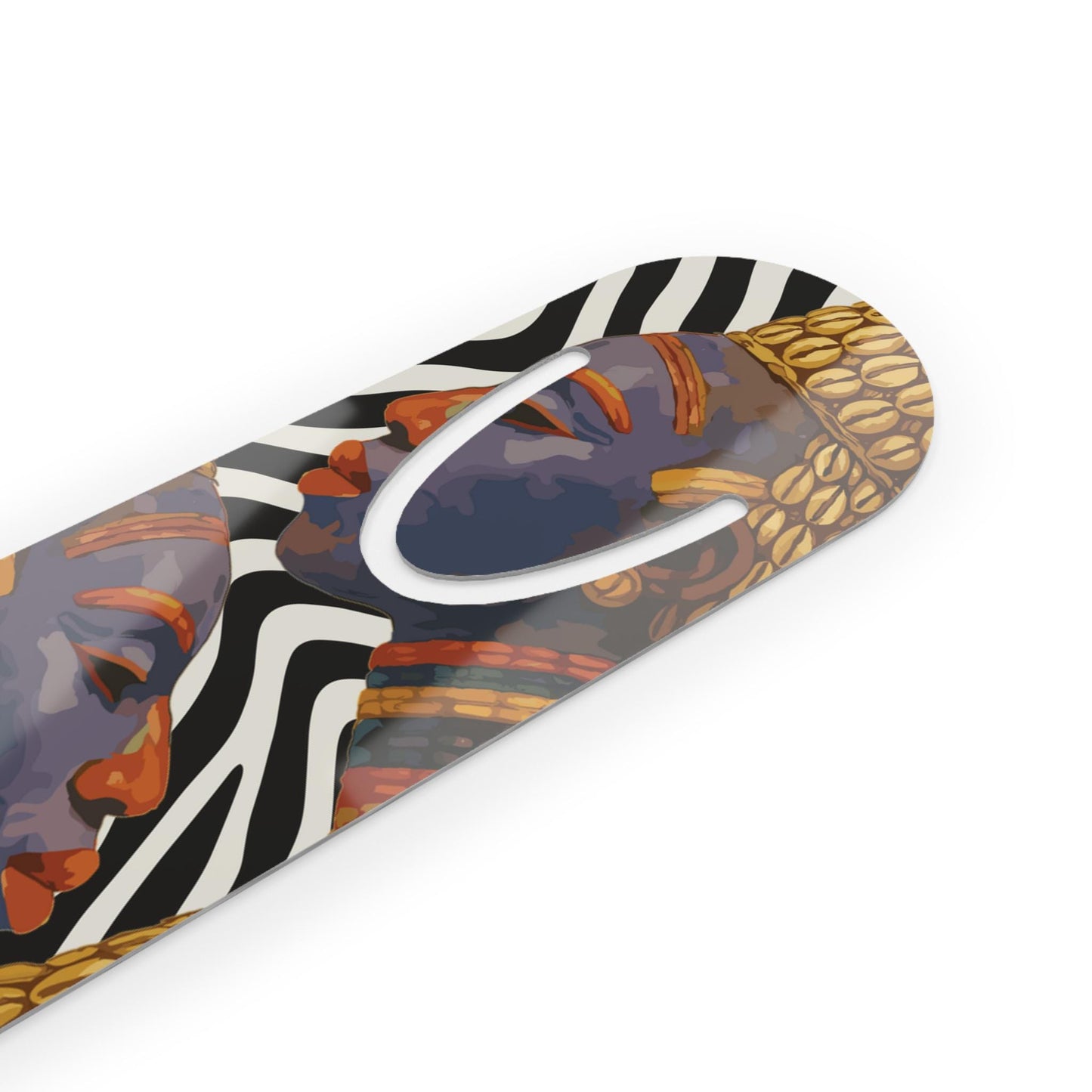 Bangwa Mask Bookmark, Zebra Print, Ethnic Fabric, Book Lover Gift
