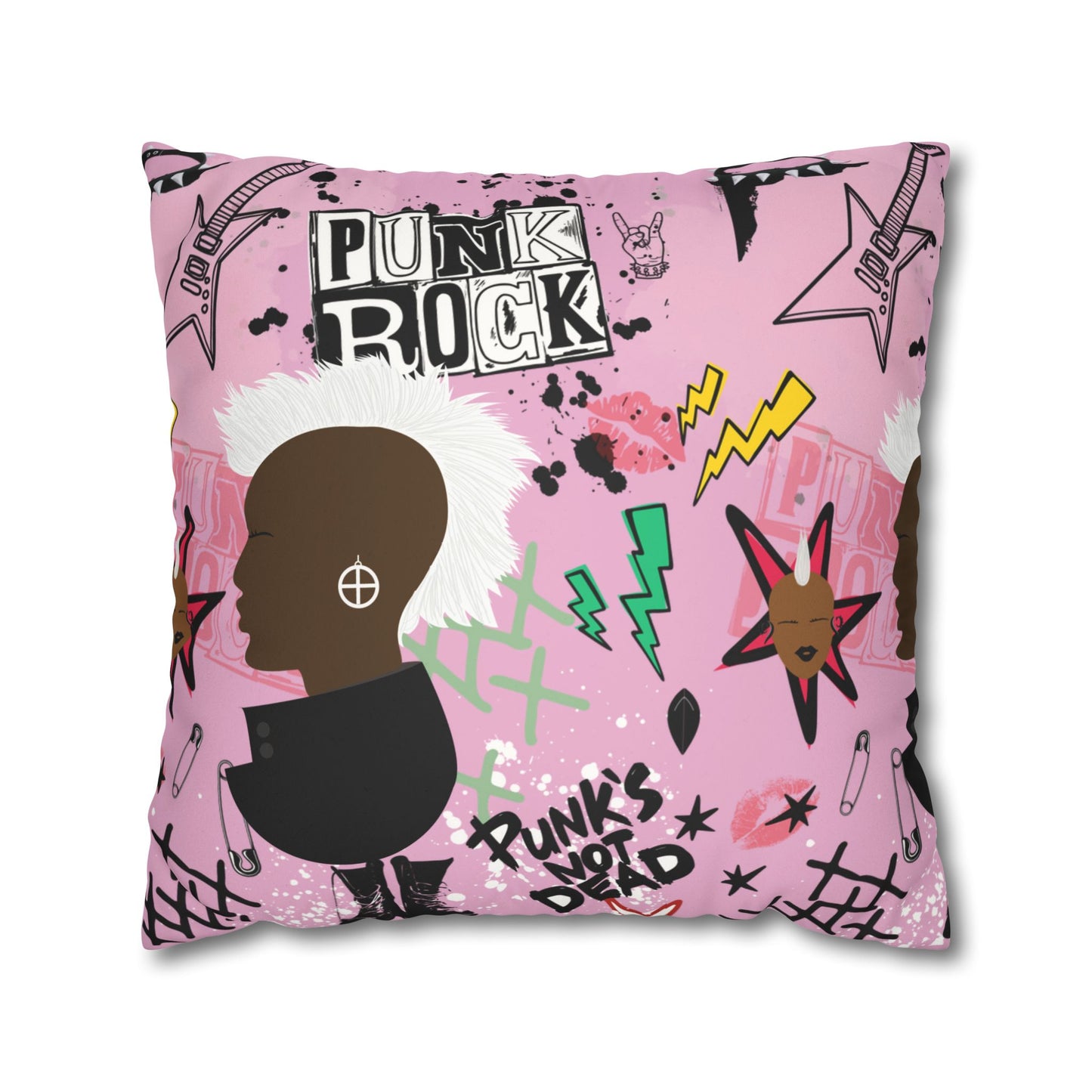 Punk Girl Pink Two-Sided Faux Suede Square Pillow Case