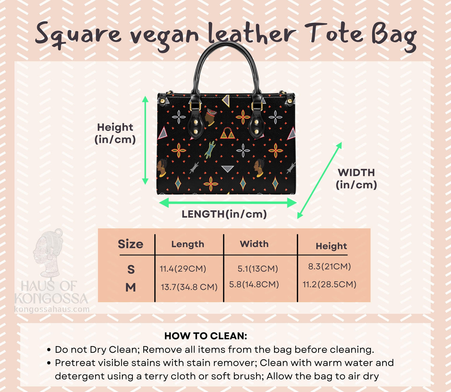 African Vegan Leather Tote Bag: Toghu Print, Cowrie Shells