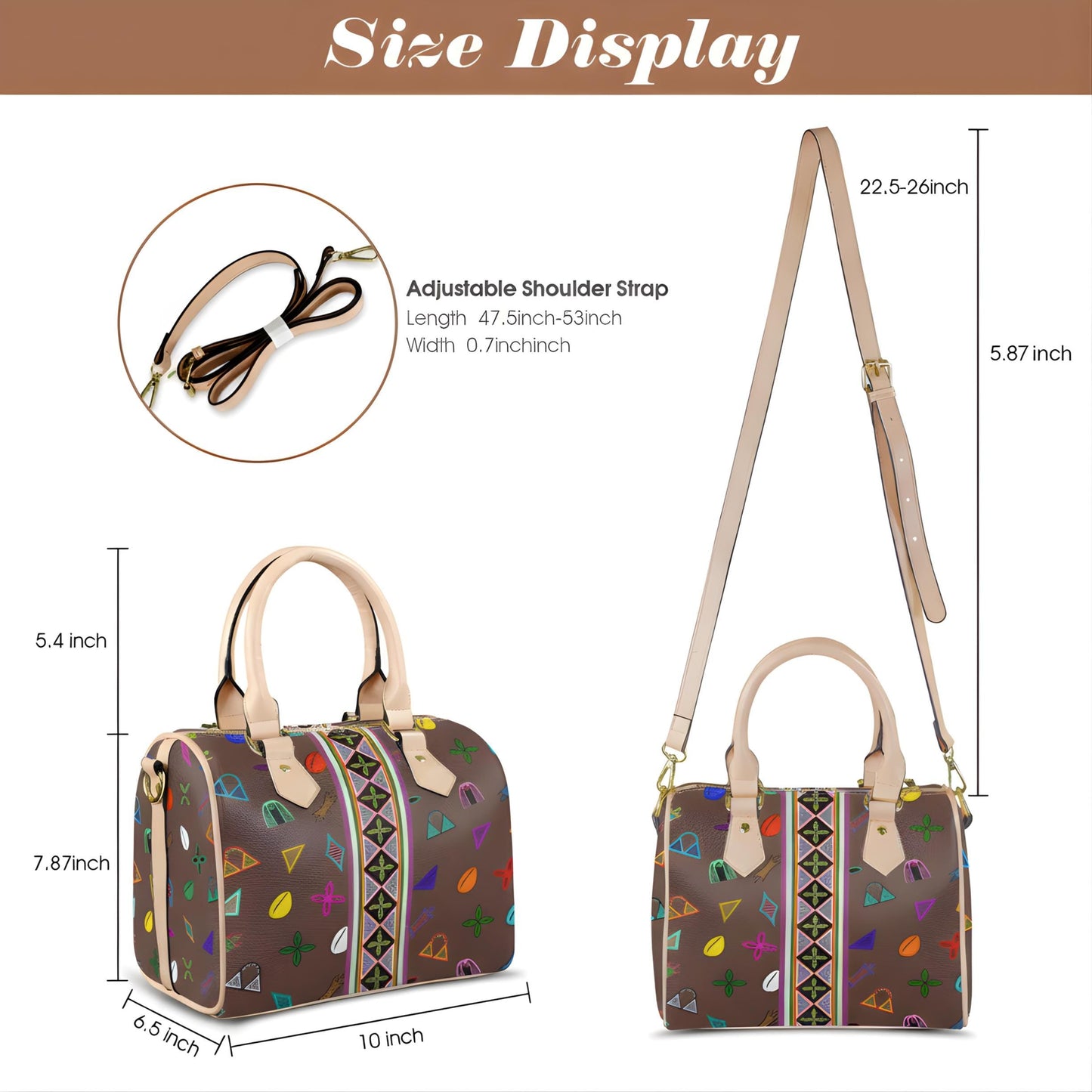 Vegan Leather Brown Boston Bag, Neon Toghu Print or Floral Satchel Handbag