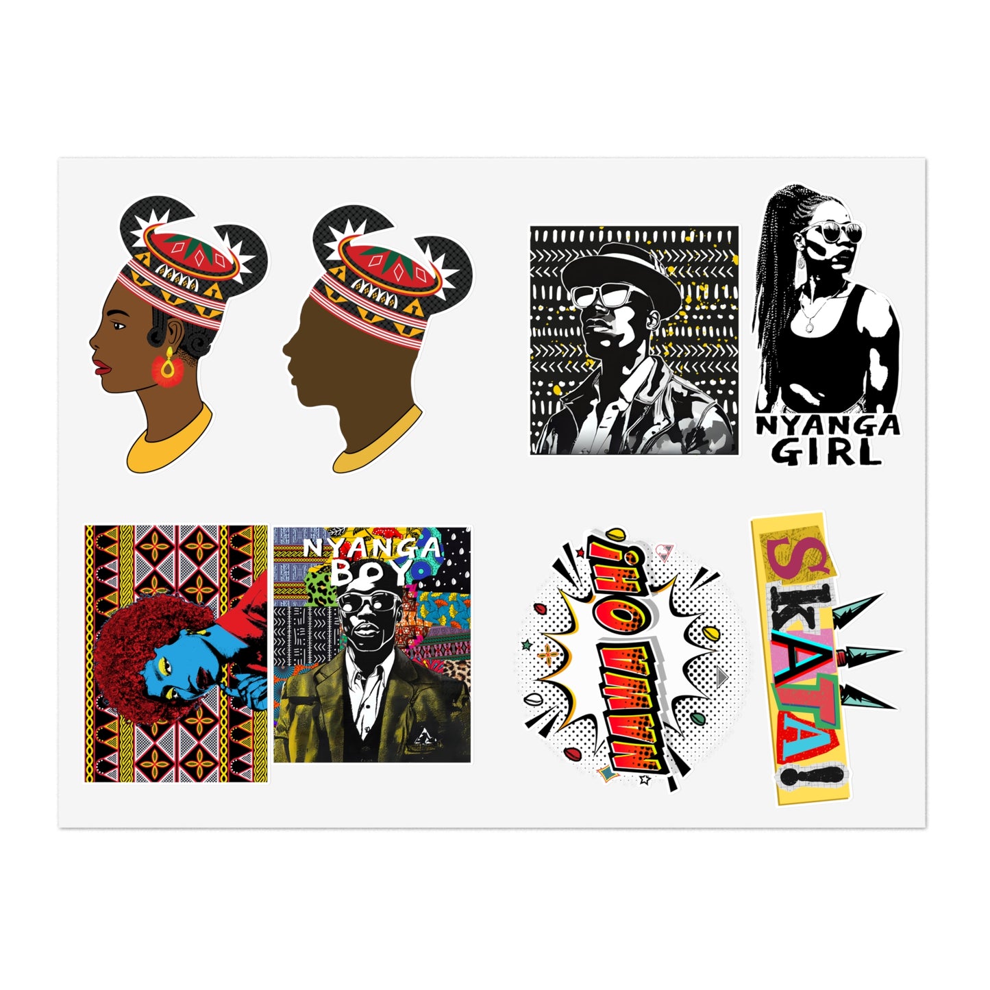 Join Join Durable White Vinyl African Sticker Sheets, Water Resistant Stickers for Crafts and Journals, Ideal Creative Gift