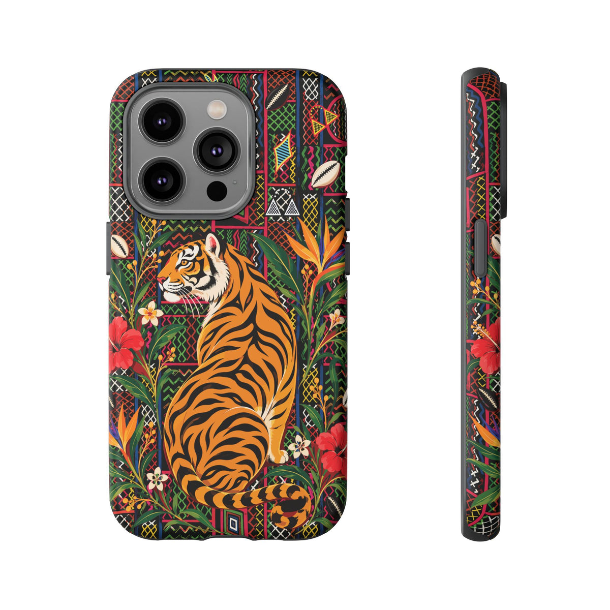 Bengal Tiger & Tropical Blooms Phone Case, African Art Design, Stylish Protective Cover for Samsung and iPhone, Unique Accessory, Gift Idea