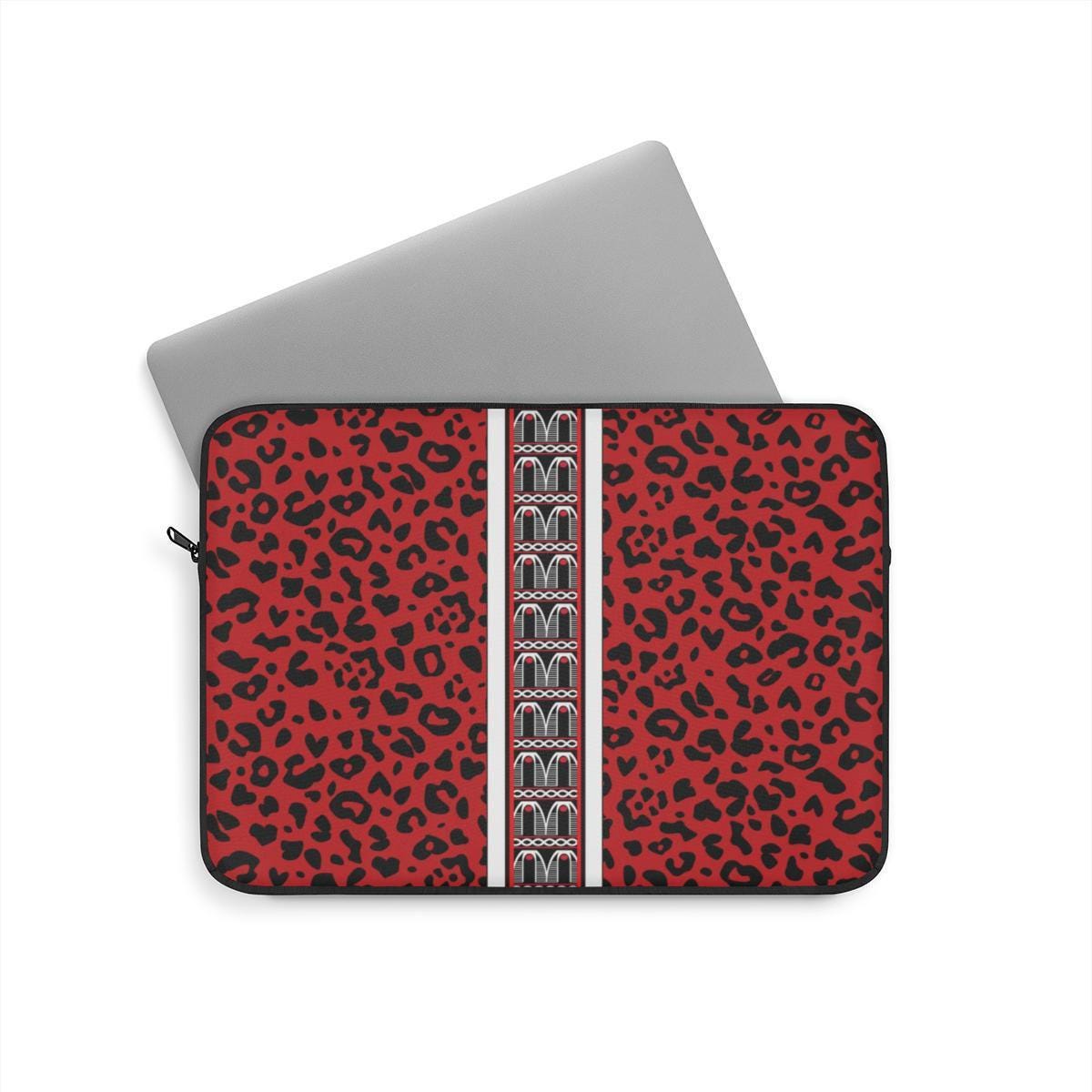 Leopard & Toghu Stripe Laptop Sleeve: Padded Protective Computer Case, Pro Macbook Air Sleeve