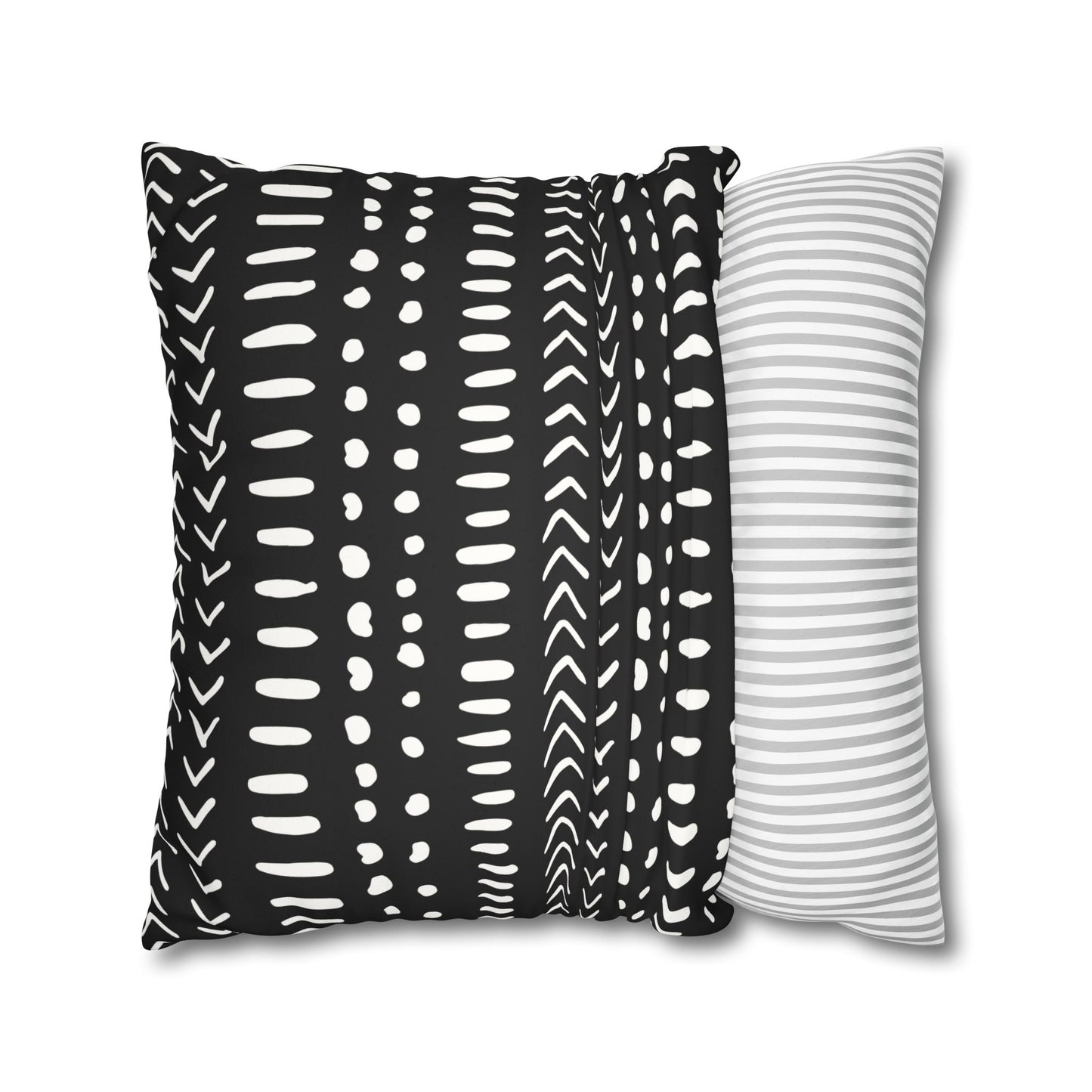 Faux Suede Pillow Case, Mudcloth Design, Square Throw Cushion, Boho Home Decor, Black/Brown Pillow Casecase, Living Room Accent, Bedroom Accessory