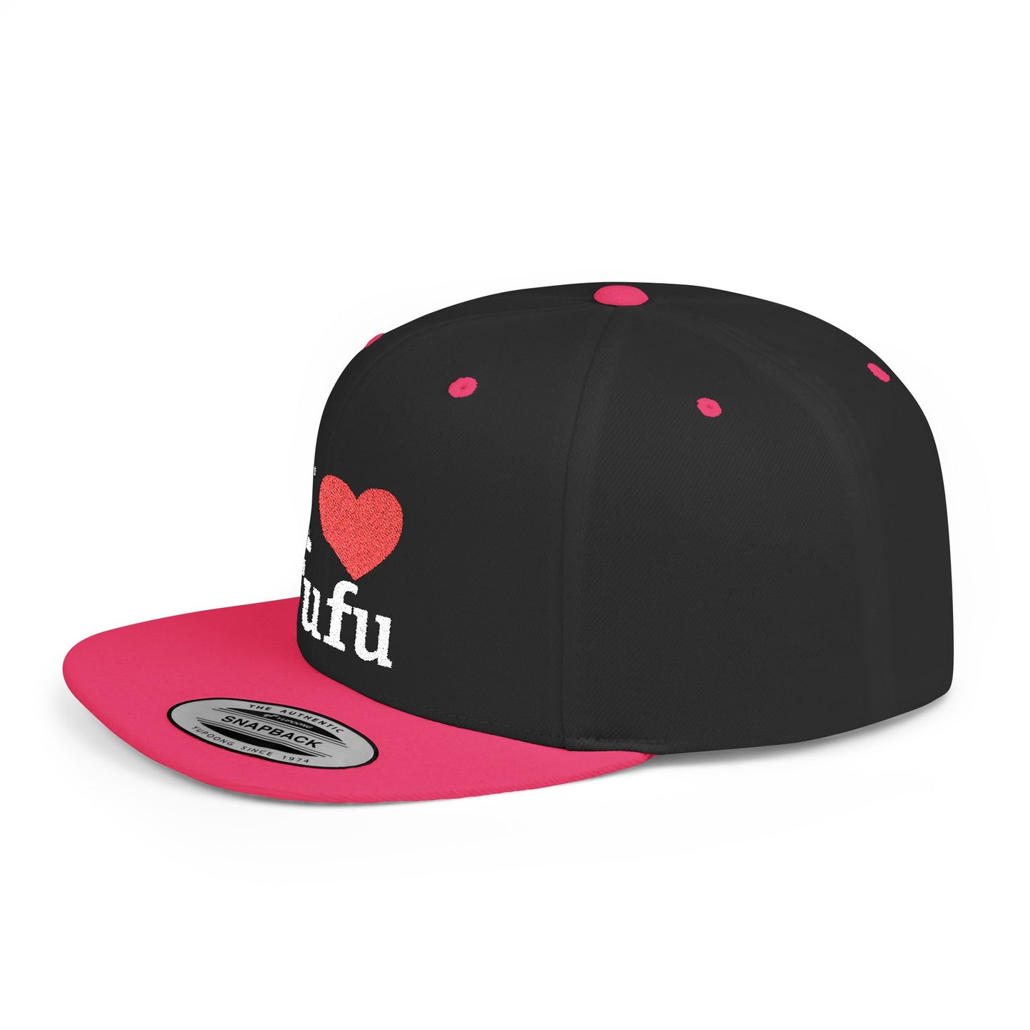 I luv FUFU Flat Bill Snapback Hat, Embroidered Adjustable One Size Cap