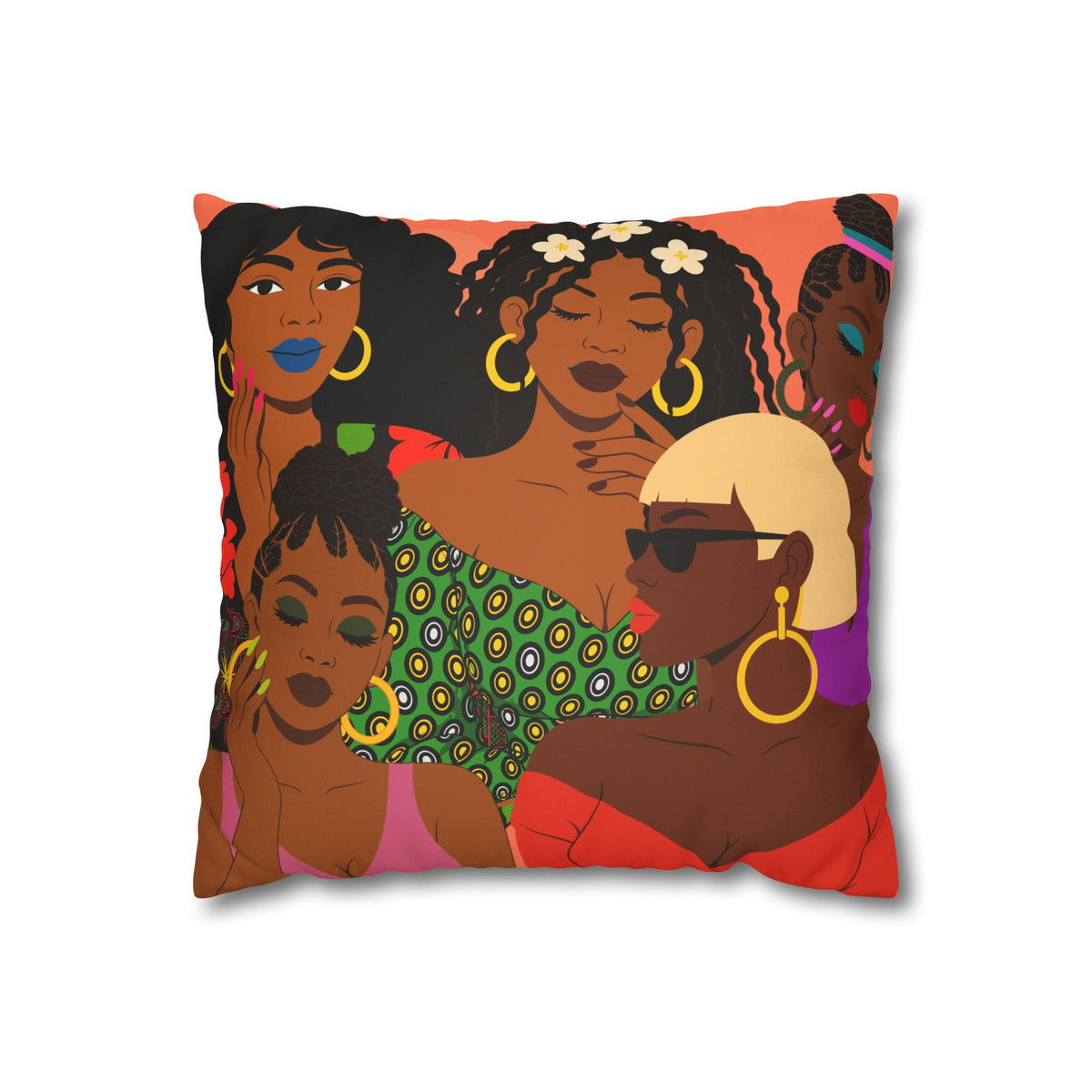 Black Girl Magic Collage Faux Suede Throw Pillow Cover, African-Inspired Black Women Art, Double-Sided Decorative Cushion