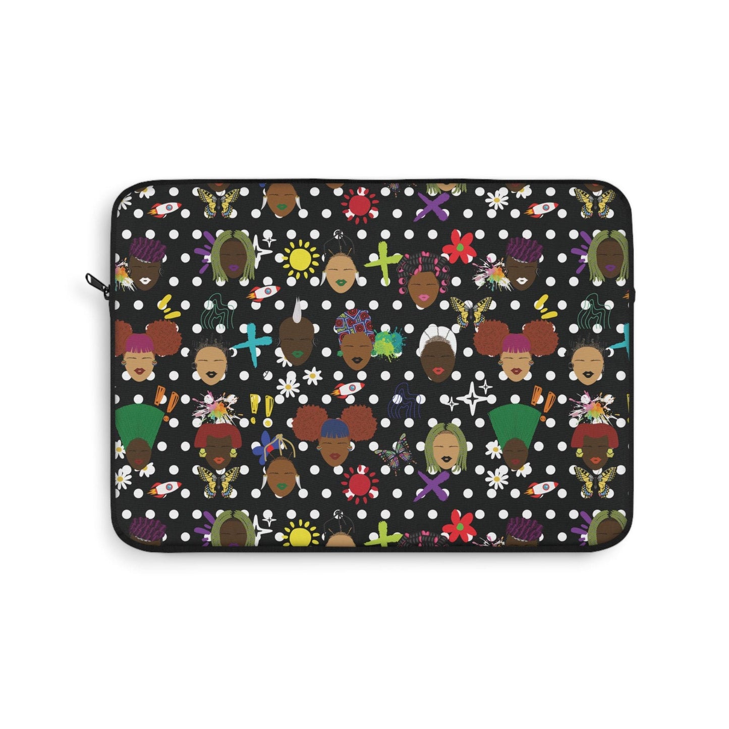 African Laptop Sleeve with Polka Dots  Stylish  Protective Case, Pro Macbook Air Sleeve