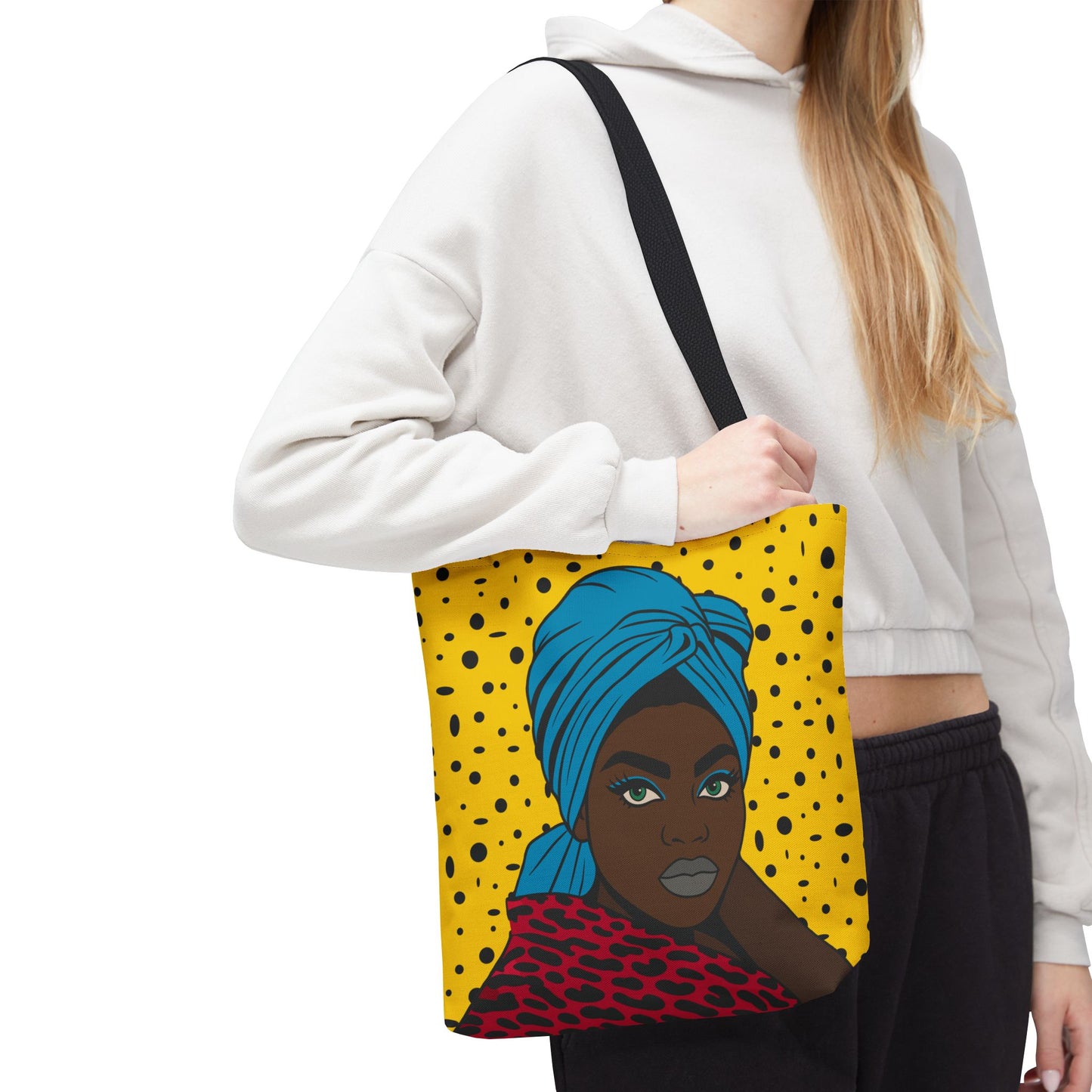 Turbanique Afro Glam Tote Bag, Black Woman, Cheetah Print, "VaVa Voom" Back