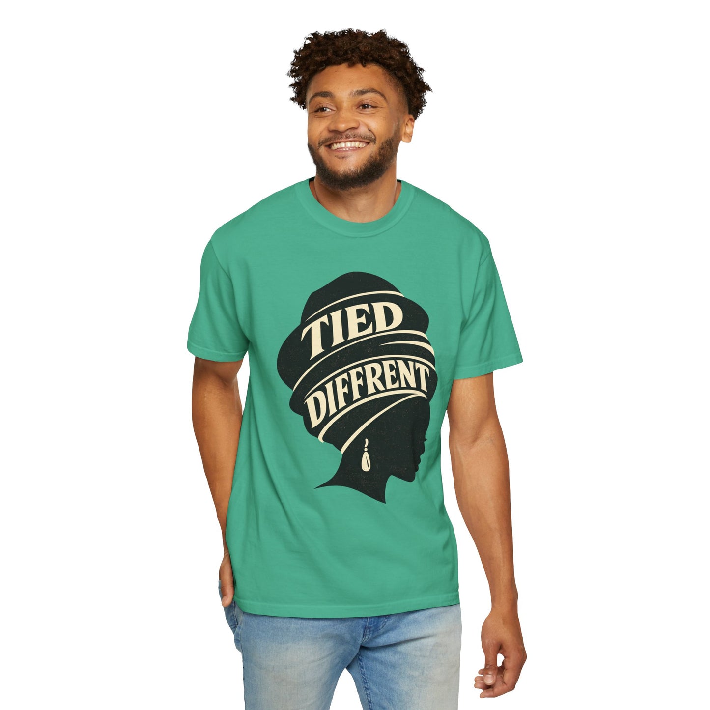 Tied Different headwrap silhouette Unisex Garment-Dyed T-shirt