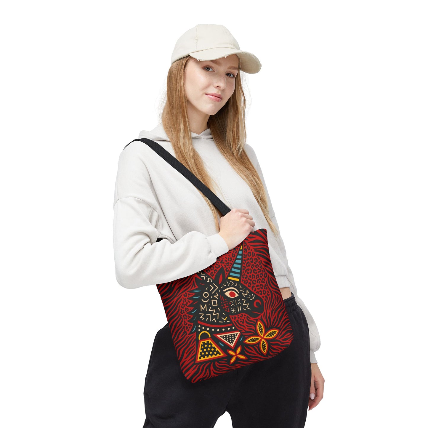 Black Unicorn Tote Bag, Double Sided Design, African Art, Unisex Canvas Tote, Large & Small Sizes, Stylish Beach Bag, Gift for Her