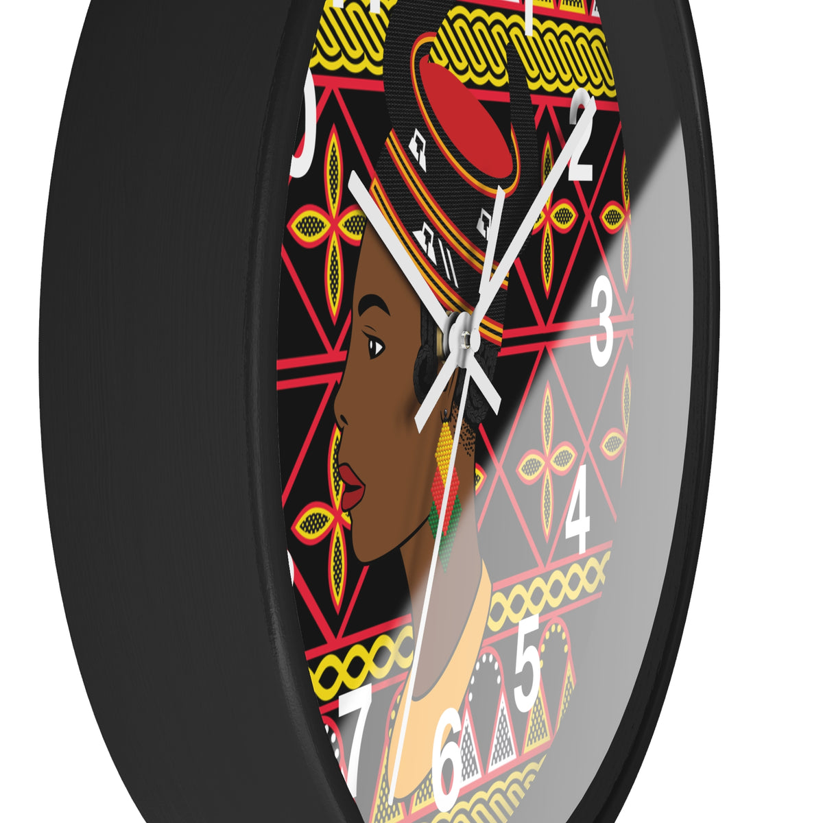 African Woman Wall Clock, Cameroonian Wood Bamenda Hat ToghuDecor