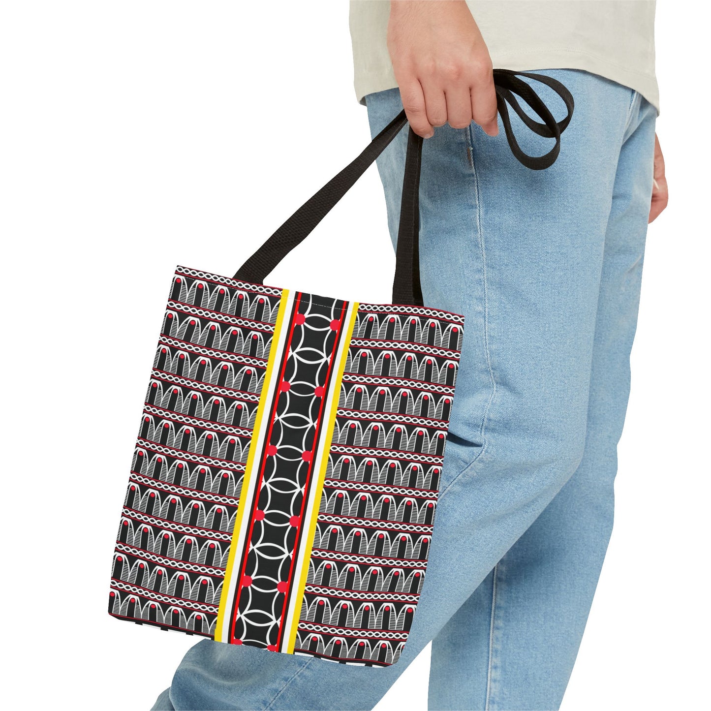 Toghu BW Bells with Flora Strip Tote - Two-Sided Design AOP Bag