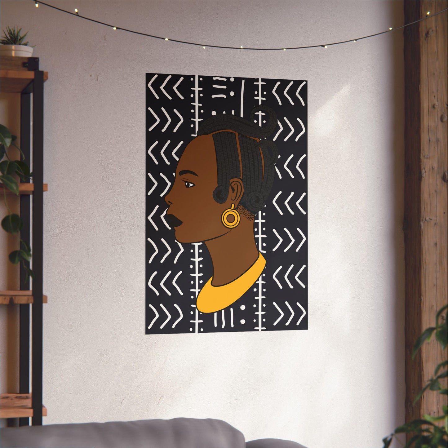 Lady Kongossa on Black Mudcloth Premium Matte Vertical Posters