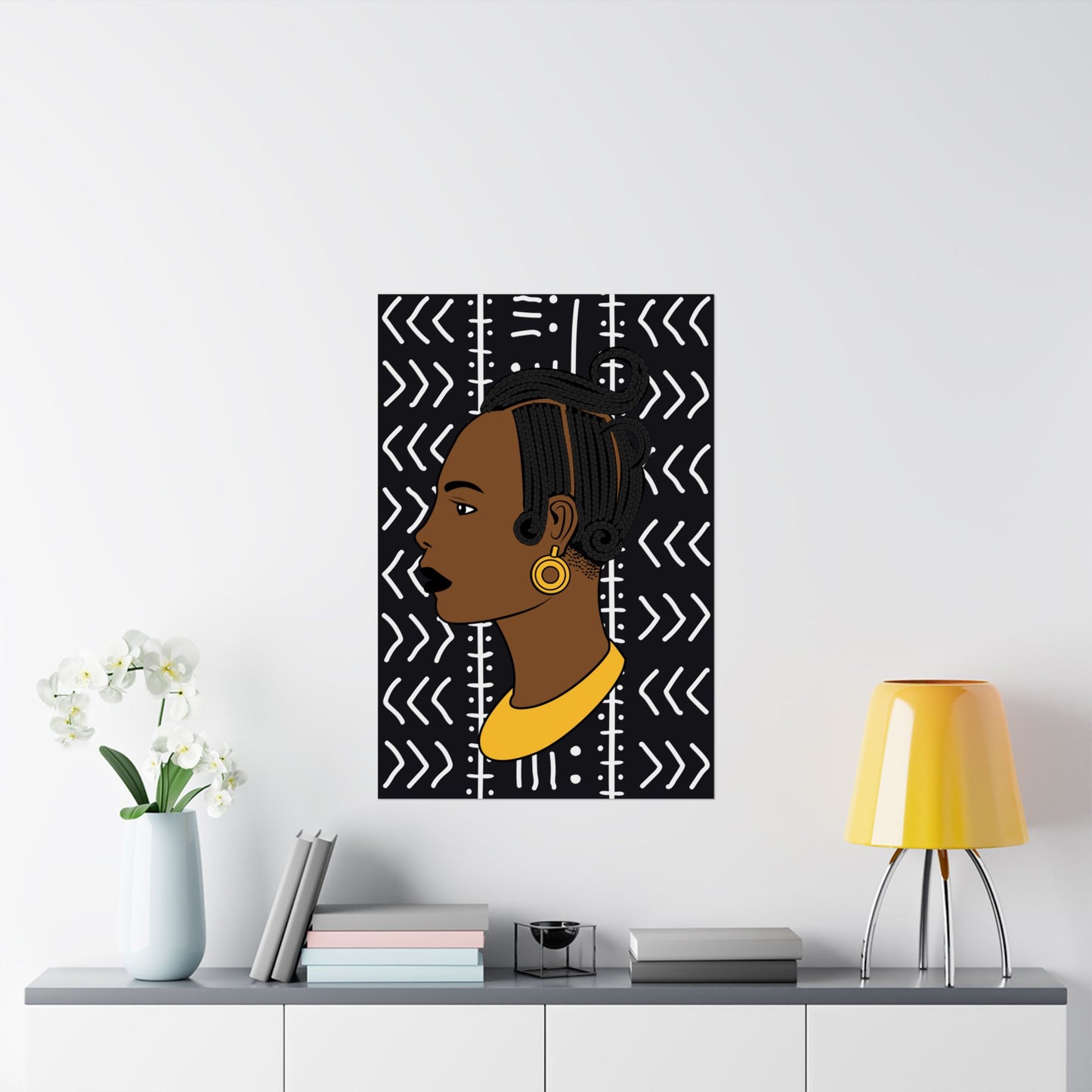 Lady Kongossa on Black Mudcloth Premium Matte Vertical Posters