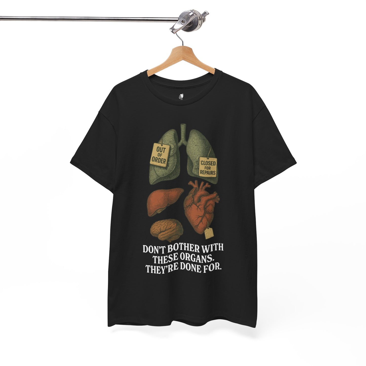 Funny Anatomy T-Shirt, Don't Bother With These Organs Graphic Tee, Unisex Heavy Cotton Shirt, Dark Humor Gift, Sarcastic Science Shirt