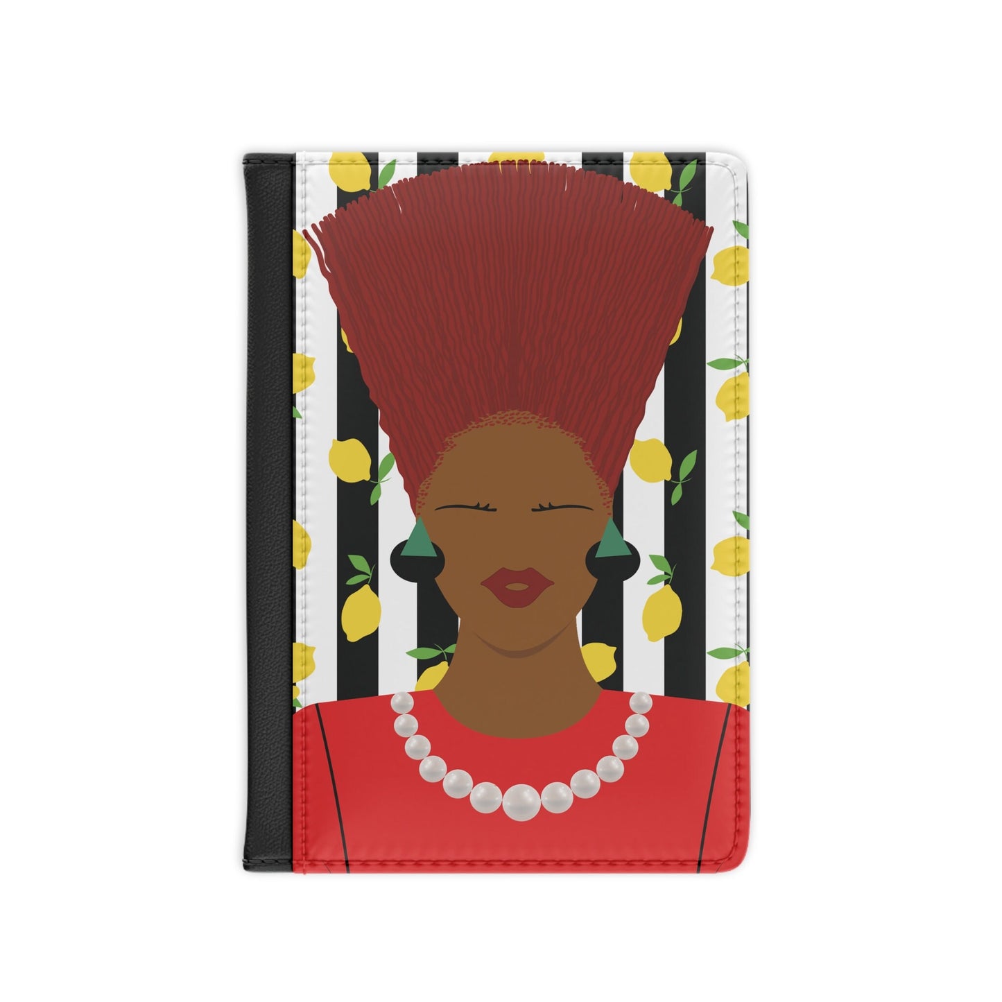 Nef with Red Hair on Lemon Stripes - Passport Cover