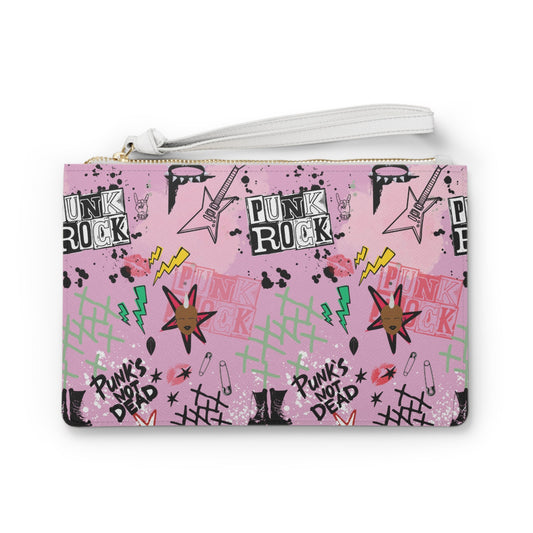 Punk Pink Black Wristlet Clutch Bag, Elegant Evening Accessory, Stylish Birthday Gift