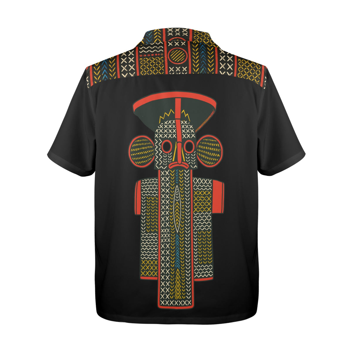Bamileke Elephant Mask Ntoh Heritage Men's Hawaiian Shirt – African-Inspired Short Sleeve Button-Up
