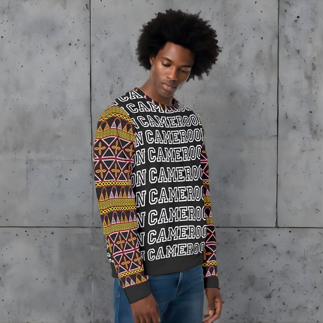 Cameroon Toghu Print Sweatshirt: Unisex Scuba Fabric