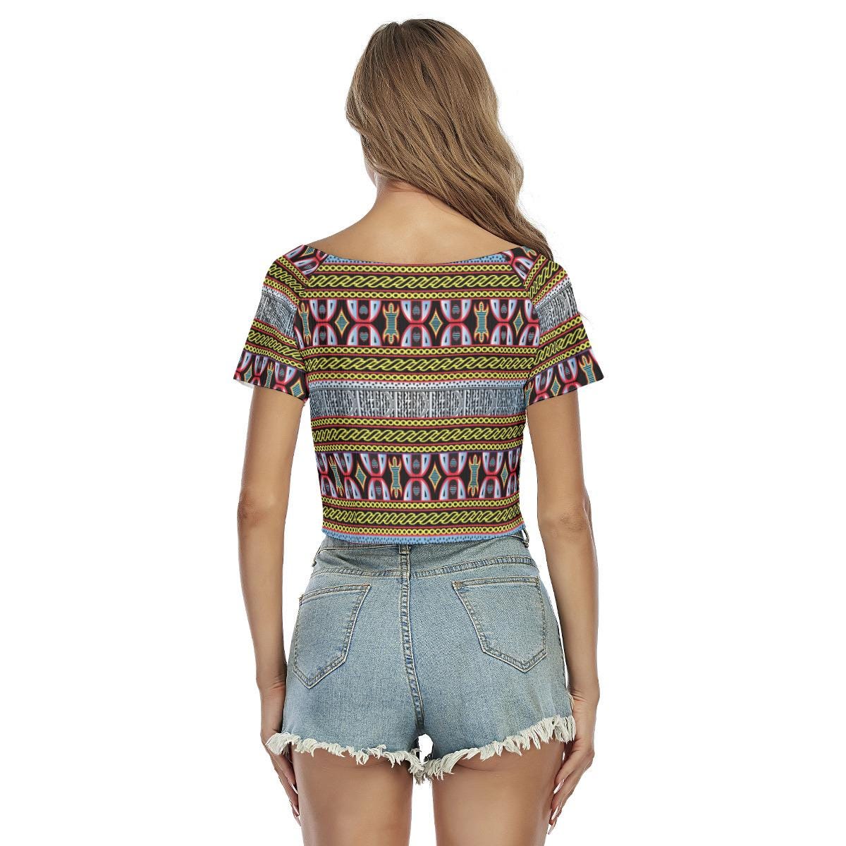 Mixed African Print Crop Top, Stretchy Summer Festival Top