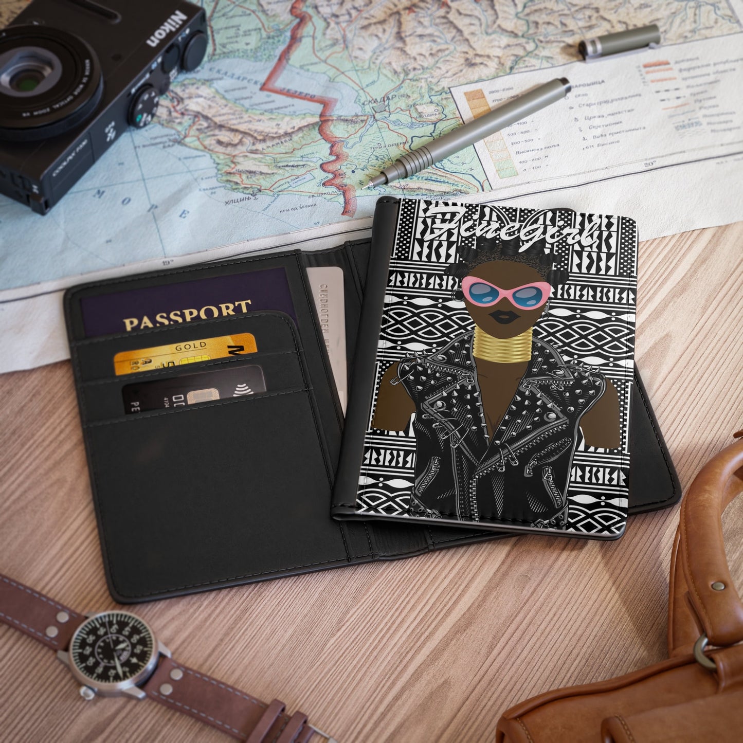 Finegirl(Chocolate) - Bigidi Hair and Motorcycle Jacket - BW Ndop - Passport Cover