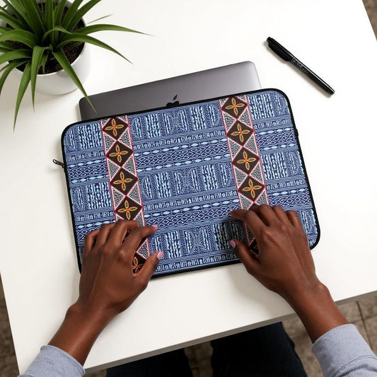 Ndop/Toghu Mixed African Laptop Sleeve: Two Sided Polyester Fabric