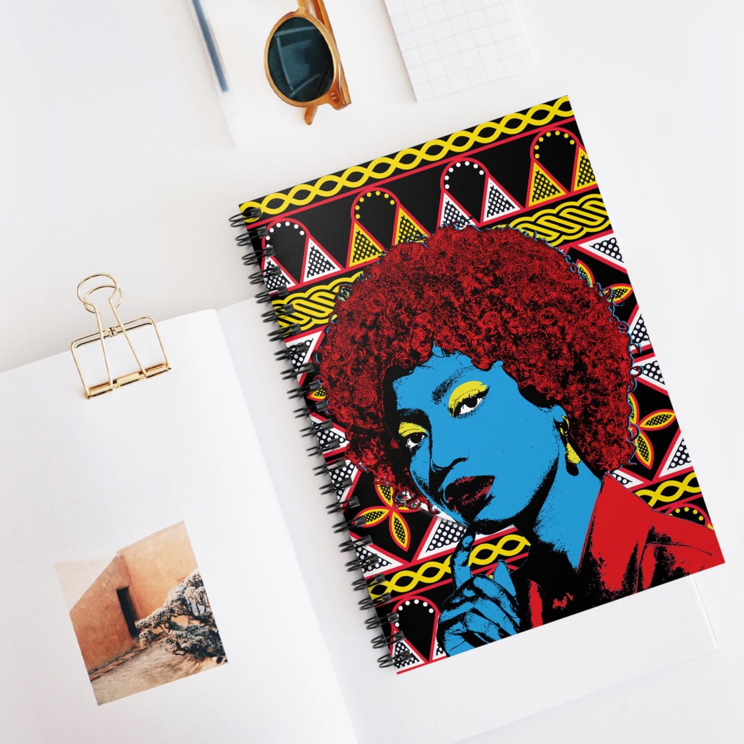 Blue Girl Art Spiral Notebook: Ruled Line Journal, 6x8