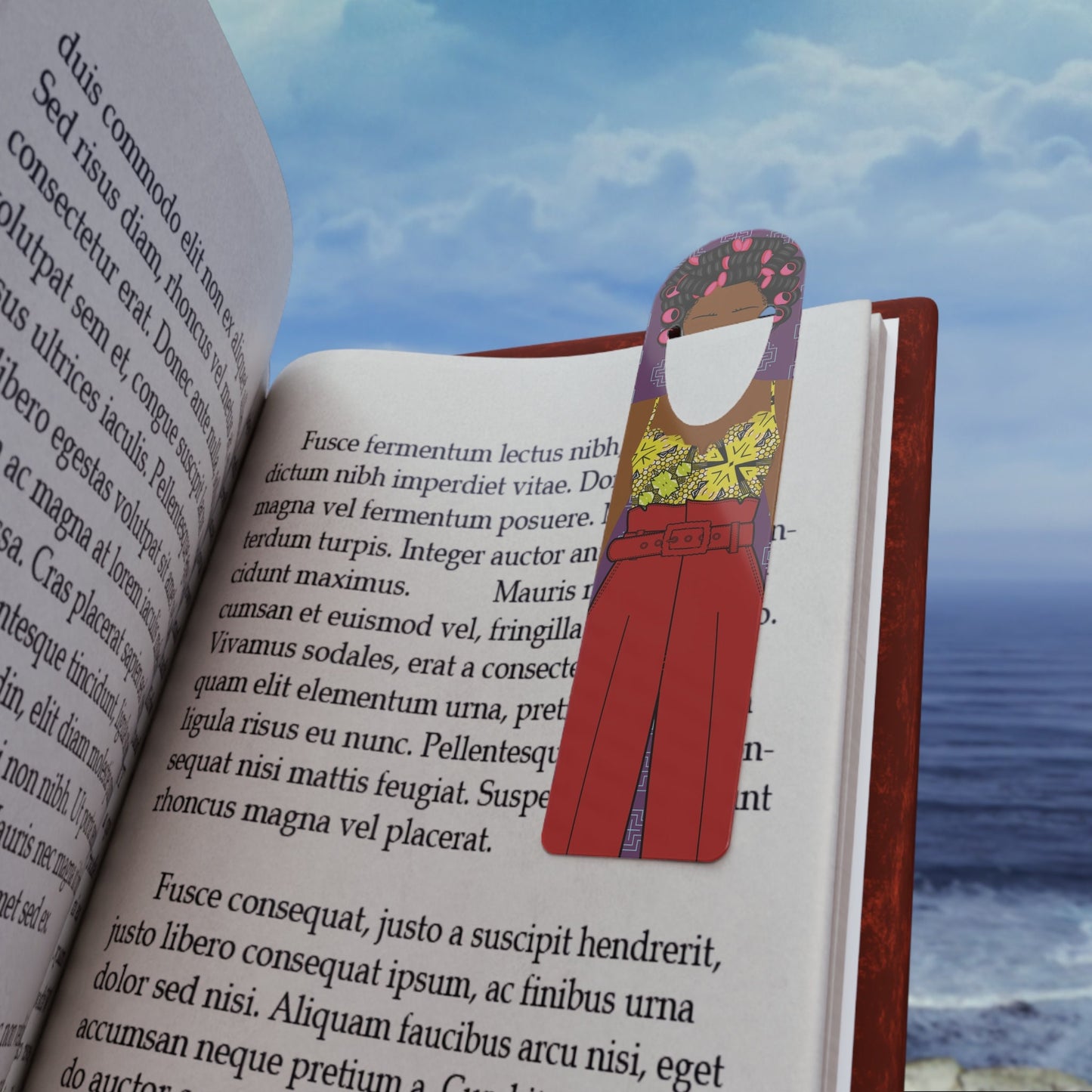 African Bookmark: Chantal in Red Pants - Book Lover Gift