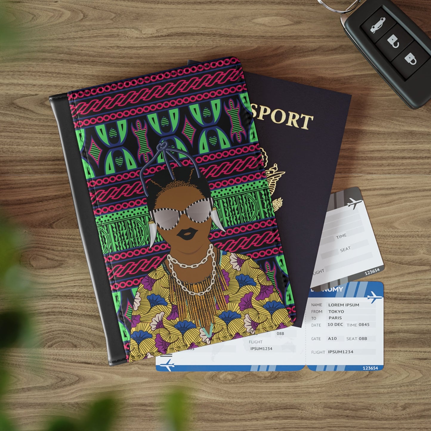 Manyi Floral on Aqua Toghu Passport Cover