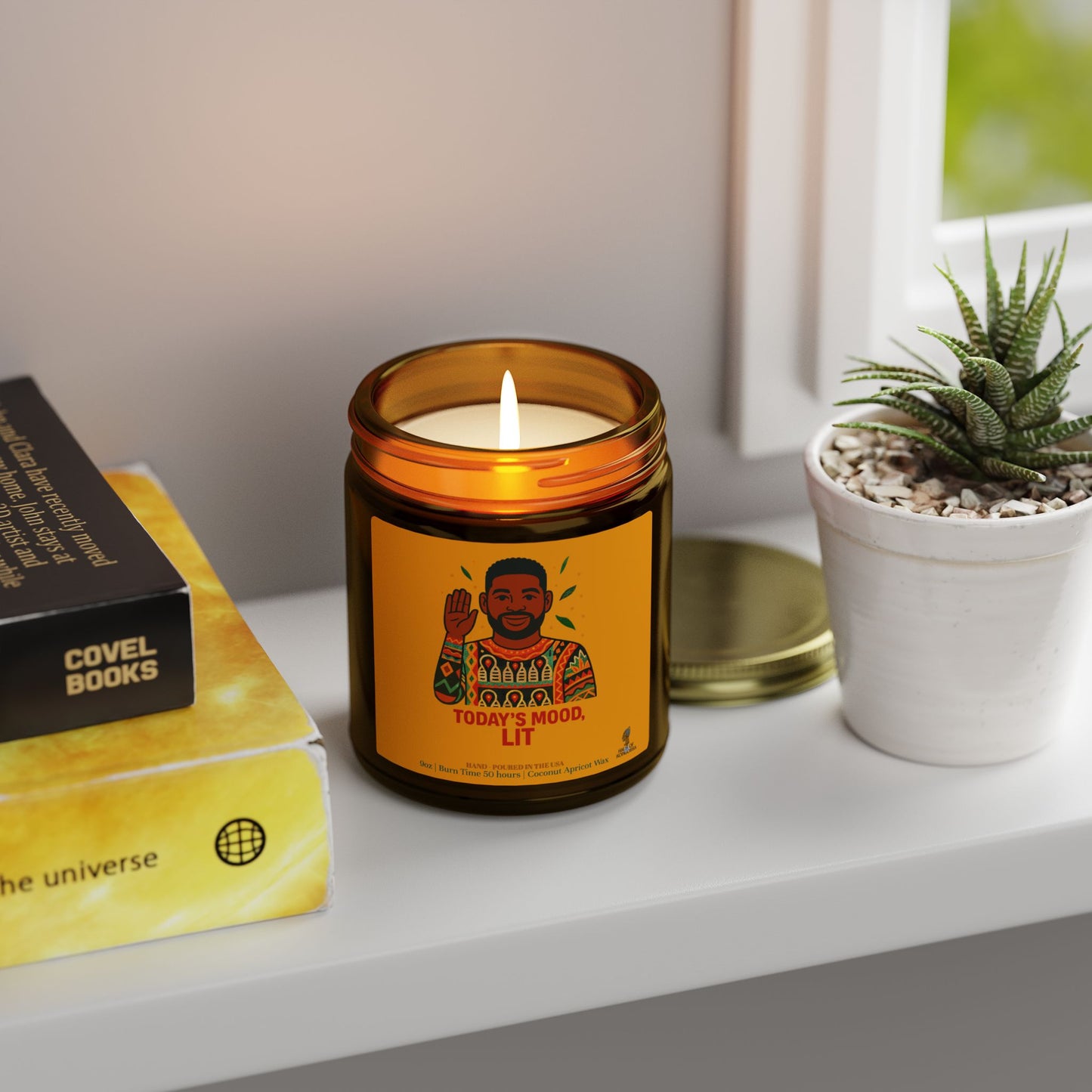 Today's Mood, LIT Coconut Apricot Wax Scented Candles (Color), Afrocentric Candle, Home Fragrance Decor, Aromatherapy Gift, Relaxation Candle