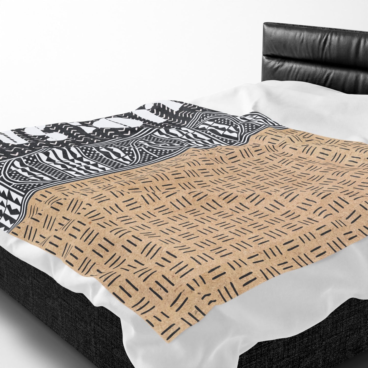 Personalized Velveteen Plush Blanket - Custom African Mudcloth Pattern Throw Blanket