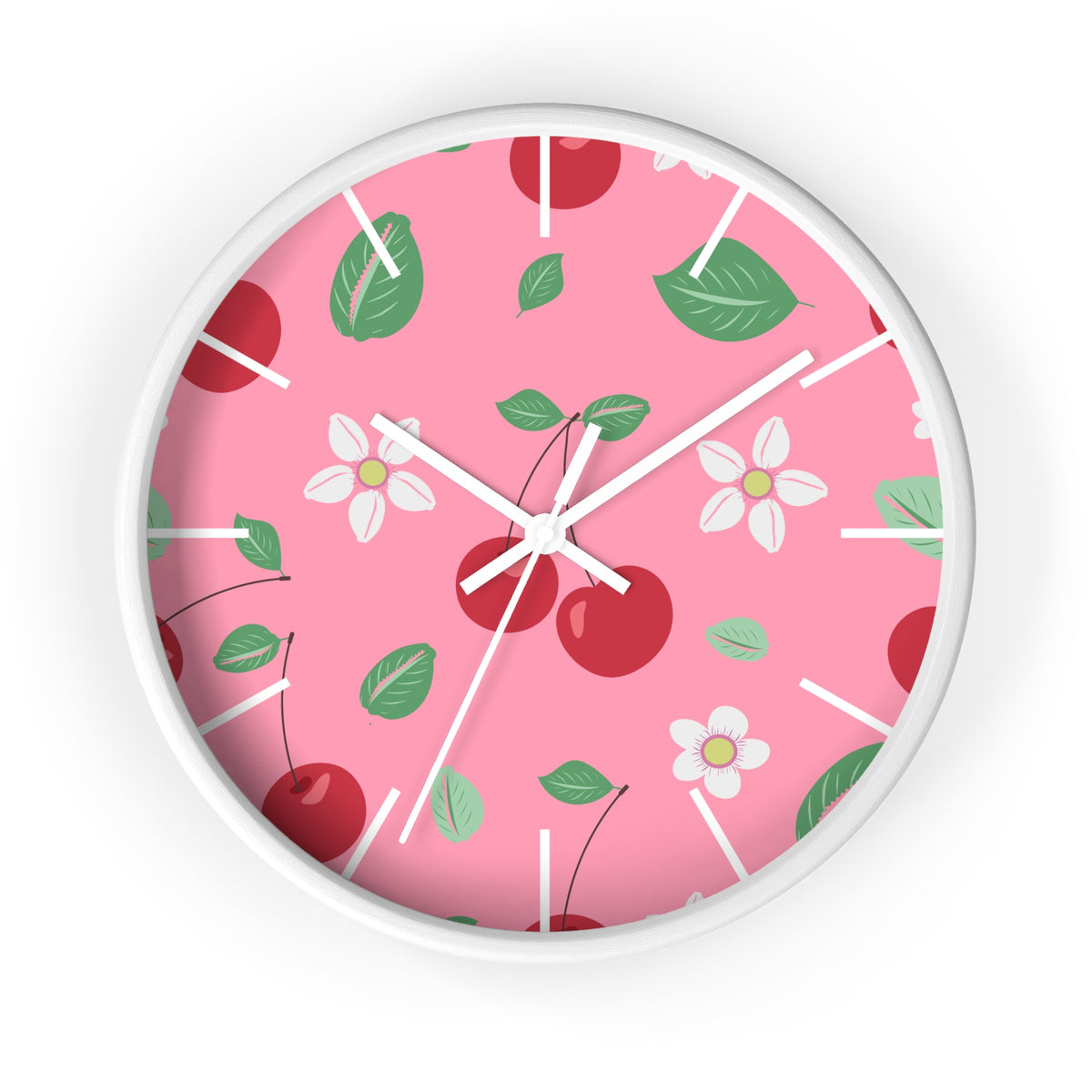 Decorative Wood Wall Clock, Cowries and Cherries 10" x 10"-Silent